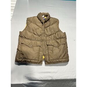 Vintage 70s Streetwear Mens Medium Distressed Duck Down Puffer Vest Jacket Brown